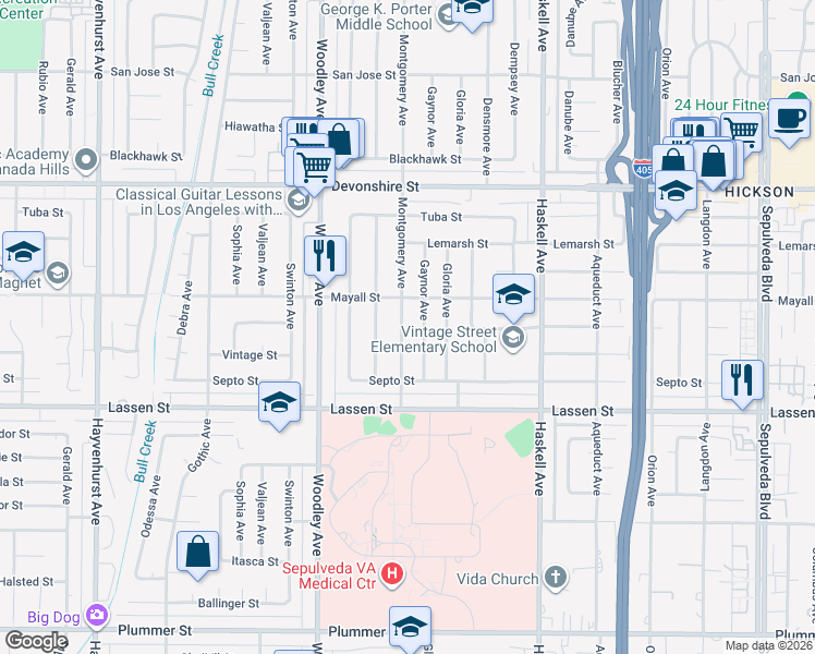 map of restaurants, bars, coffee shops, grocery stores, and more near 10028 Montgomery Avenue in Los Angeles