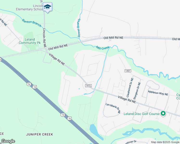 map of restaurants, bars, coffee shops, grocery stores, and more near 9653 Blake Circle Northeast in Leland