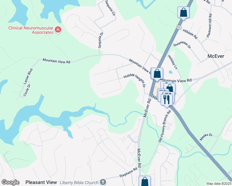 map of restaurants, bars, coffee shops, grocery stores, and more near 4433 Lake Forest Drive in Oakwood