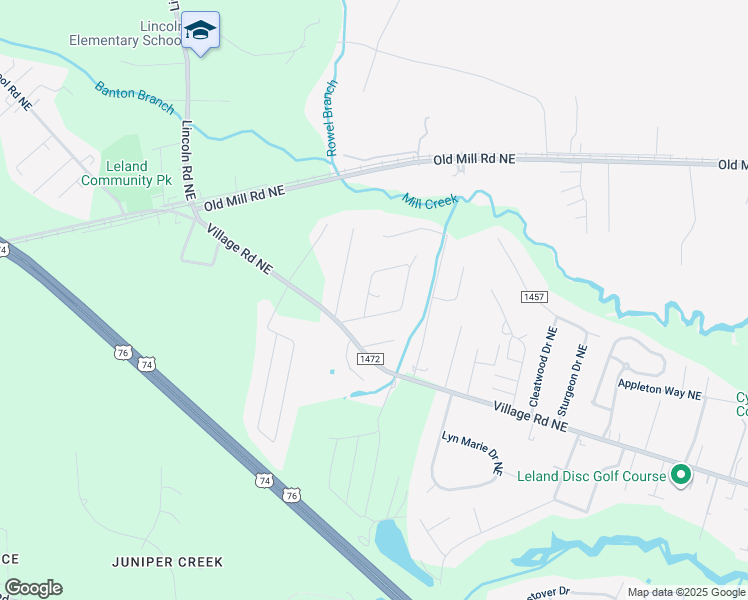 map of restaurants, bars, coffee shops, grocery stores, and more near 9653 Blake Circle Northeast in Leland