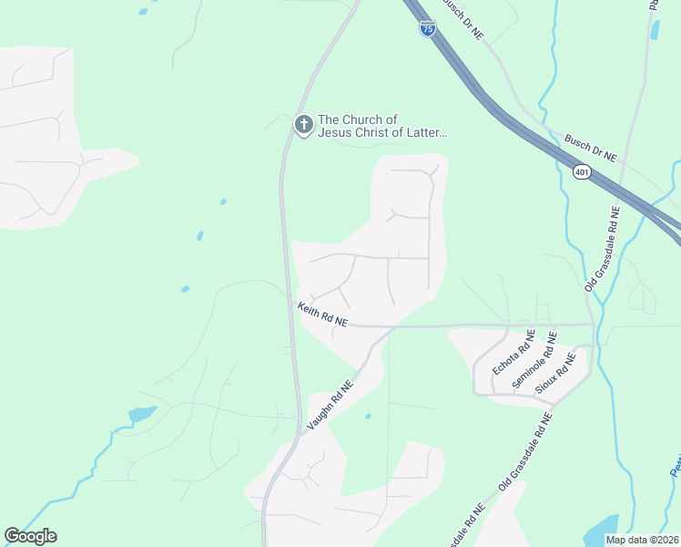 map of restaurants, bars, coffee shops, grocery stores, and more near 20 Scarlett Oak Drive Northeast in Cartersville