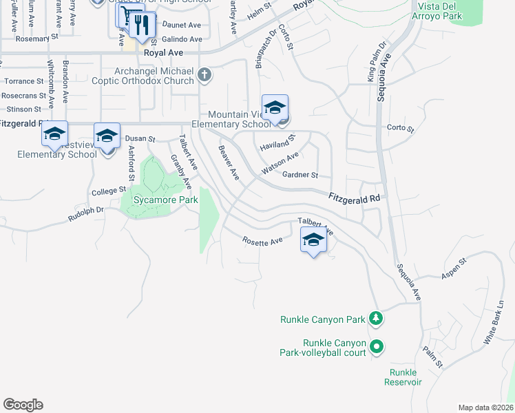 map of restaurants, bars, coffee shops, grocery stores, and more near 699 Appleton Road in Simi Valley
