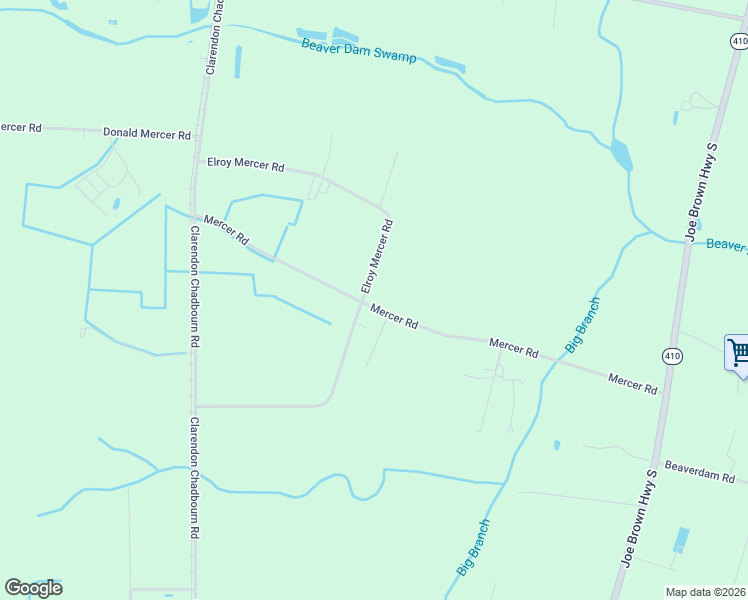 map of restaurants, bars, coffee shops, grocery stores, and more near 714 Mercer Road in Chadbourn