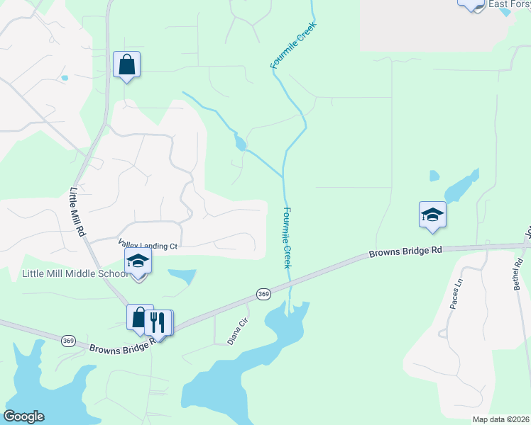 map of restaurants, bars, coffee shops, grocery stores, and more near 7930 Timberline Overlook in Cumming