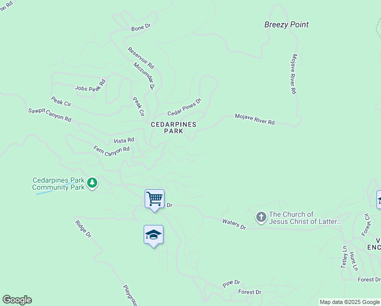 map of restaurants, bars, coffee shops, grocery stores, and more near 22052 Elliot Road in Crestline