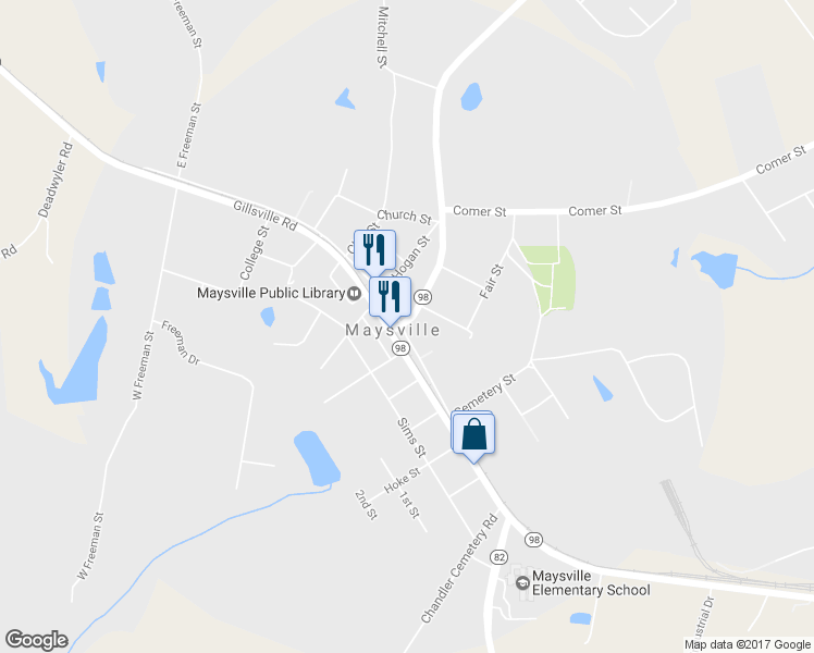 map of restaurants, bars, coffee shops, grocery stores, and more near 4 Homer Street in Maysville
