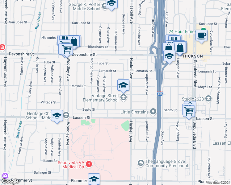 map of restaurants, bars, coffee shops, grocery stores, and more near 15859 Stare Street in Los Angeles