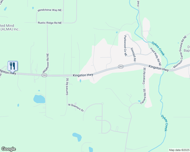 map of restaurants, bars, coffee shops, grocery stores, and more near 2594 Kingston Highway in Rome