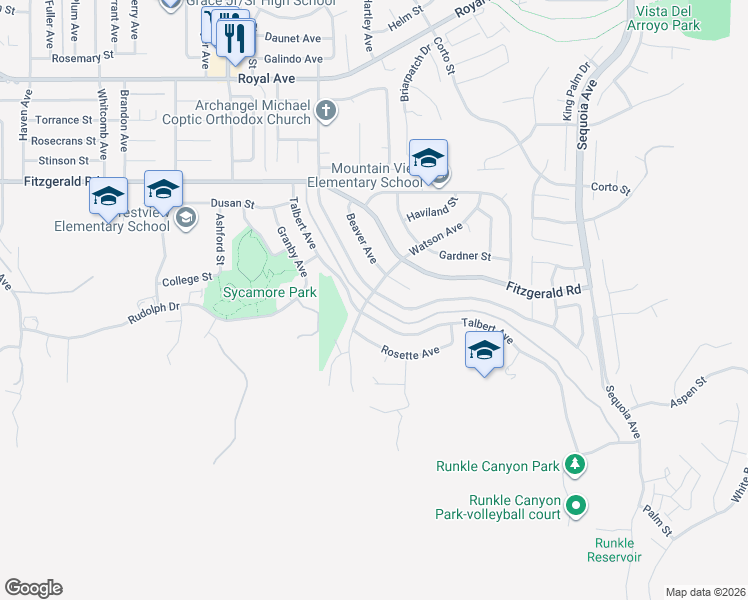 map of restaurants, bars, coffee shops, grocery stores, and more near 744 Talbert Avenue in Simi Valley