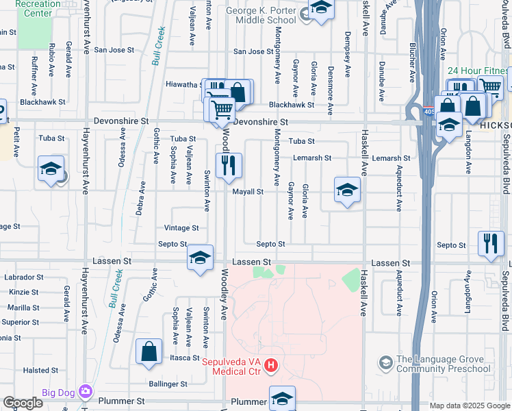 map of restaurants, bars, coffee shops, grocery stores, and more near 10039 Gaviota Avenue in Los Angeles