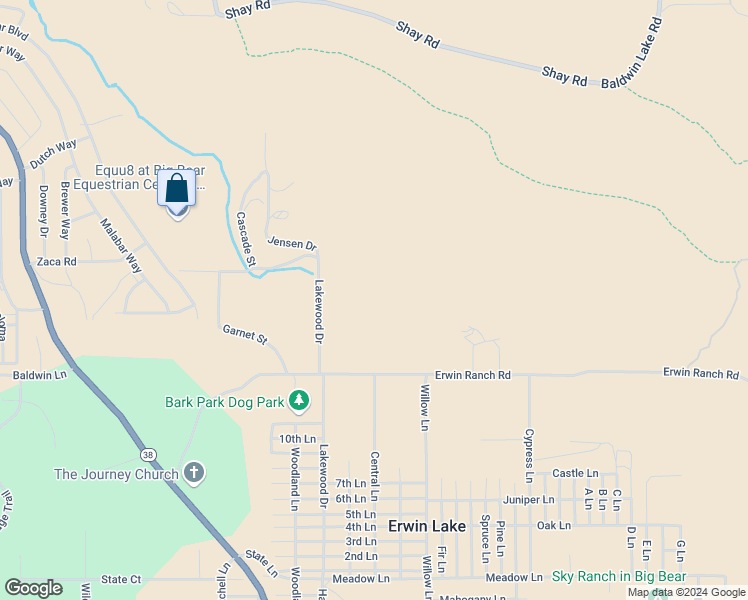 map of restaurants, bars, coffee shops, grocery stores, and more near 2151 Erwin Ranch Road in Big Bear