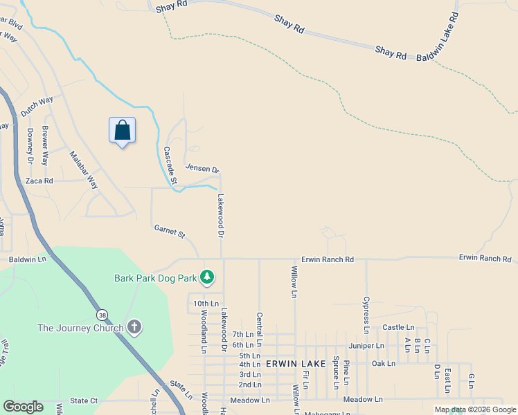 map of restaurants, bars, coffee shops, grocery stores, and more near 499 Lakewood Drive in Big Bear