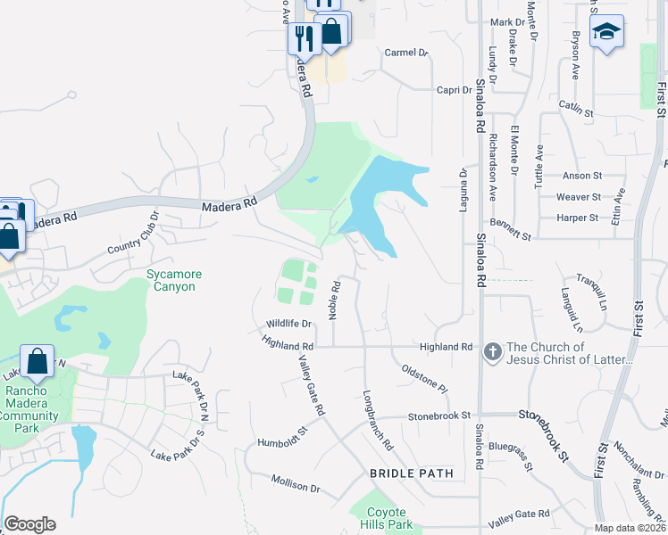 map of restaurants, bars, coffee shops, grocery stores, and more near 669 Noble Road in Simi Valley