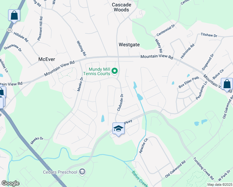 map of restaurants, bars, coffee shops, grocery stores, and more near 4513 Banshire Circle in Gainesville