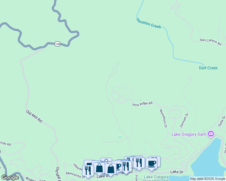 map of restaurants, bars, coffee shops, grocery stores, and more near 152 Pinon Place in Crestline