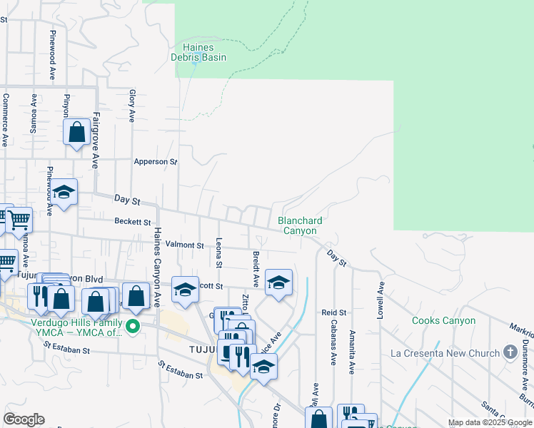 map of restaurants, bars, coffee shops, grocery stores, and more near 10165 Covert Avenue in Los Angeles