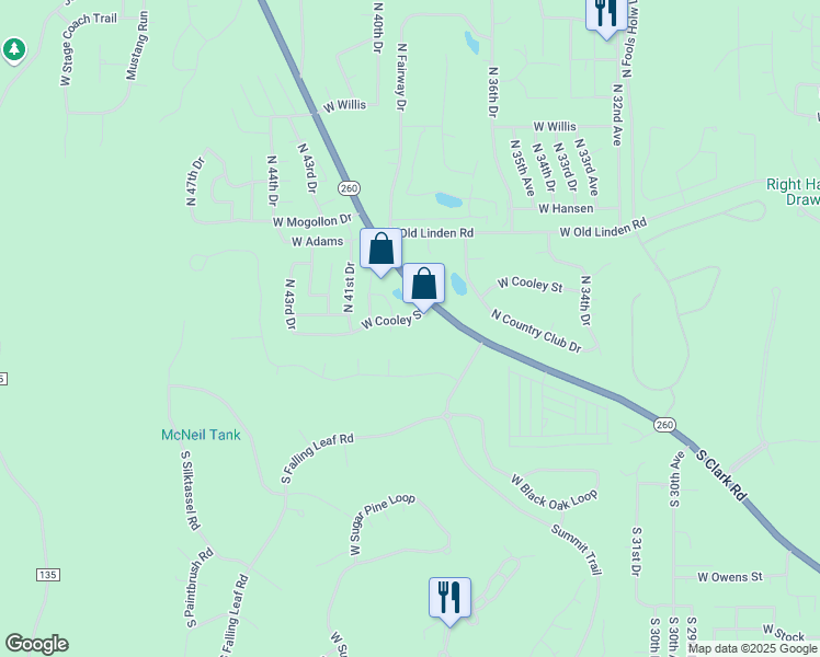 map of restaurants, bars, coffee shops, grocery stores, and more near 3920 West Hawthorn Road in Show Low