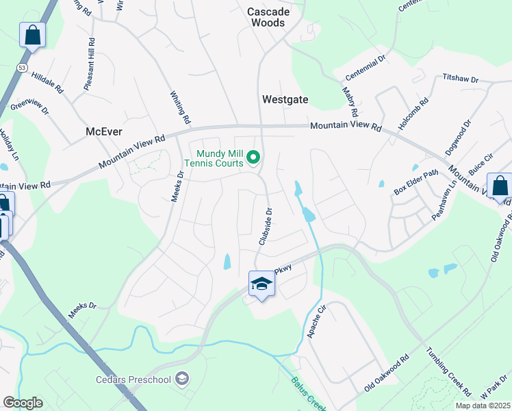 map of restaurants, bars, coffee shops, grocery stores, and more near 4513 Banshire Circle in Gainesville
