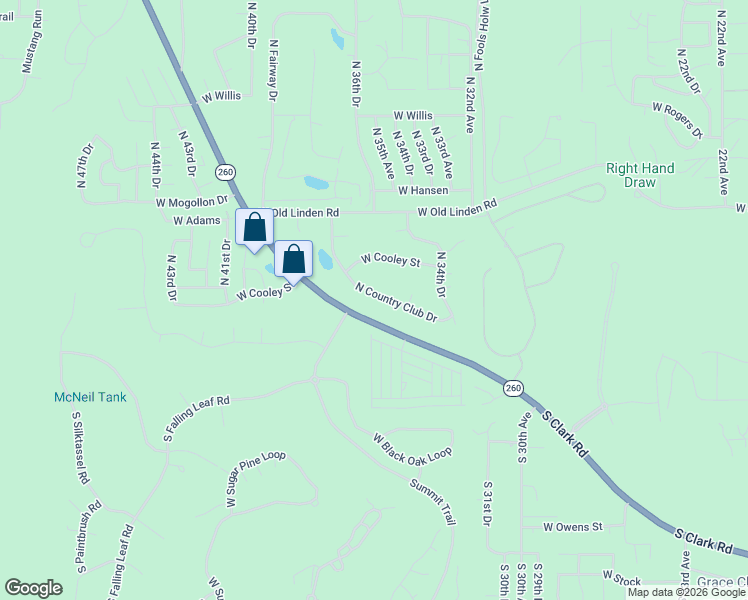 map of restaurants, bars, coffee shops, grocery stores, and more near 3491 North Country Club Drive in Show Low
