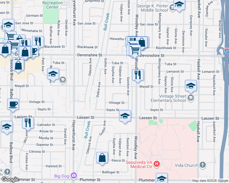 map of restaurants, bars, coffee shops, grocery stores, and more near 10016 Sophia Avenue in Los Angeles
