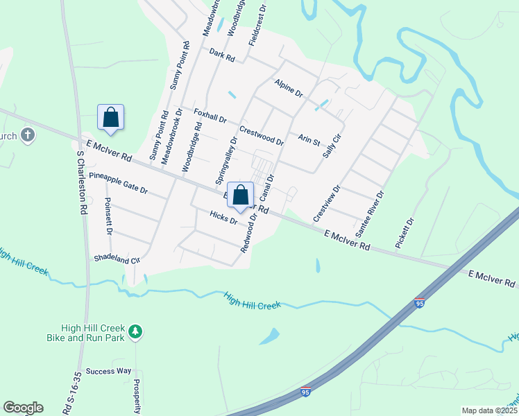 map of restaurants, bars, coffee shops, grocery stores, and more near 3001 Canal Drive in Florence
