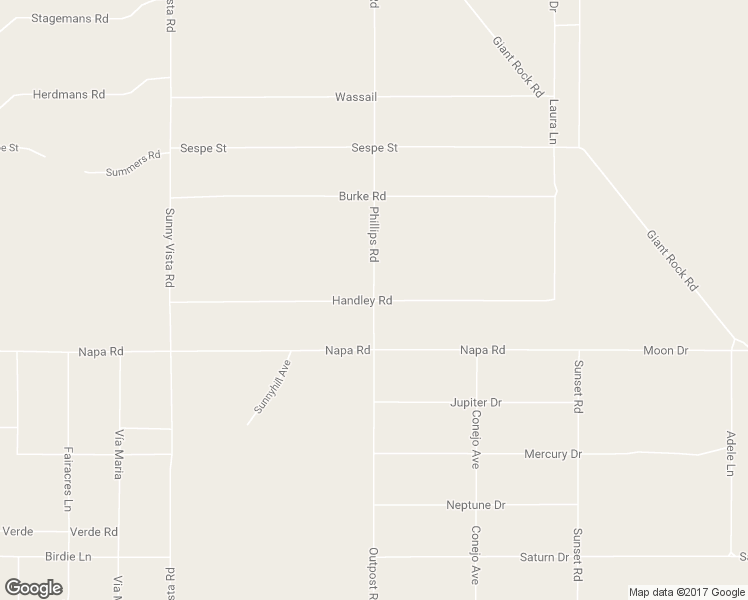 map of restaurants, bars, coffee shops, grocery stores, and more near Handley Road in San Bernardino County
