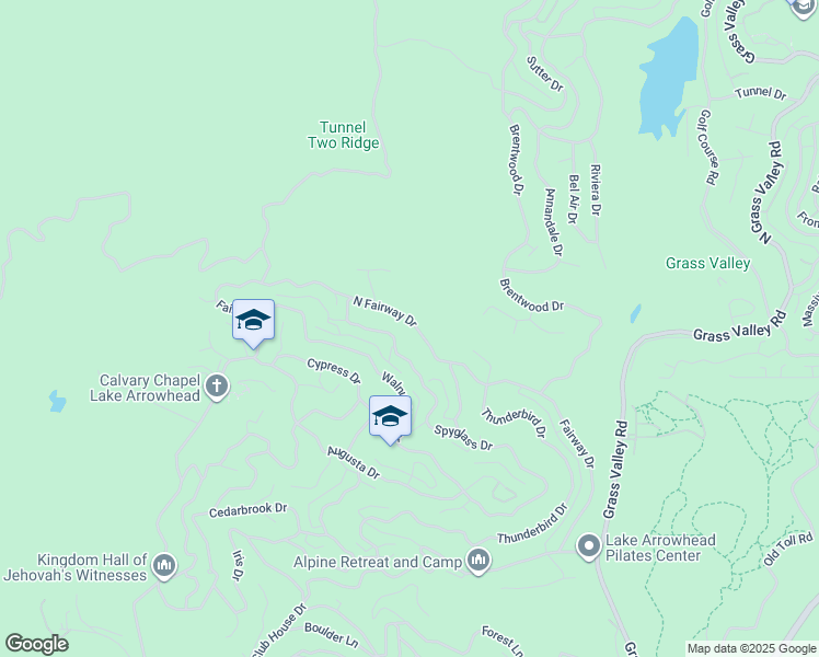 map of restaurants, bars, coffee shops, grocery stores, and more near 229 North Fairway Drive in Lake Arrowhead