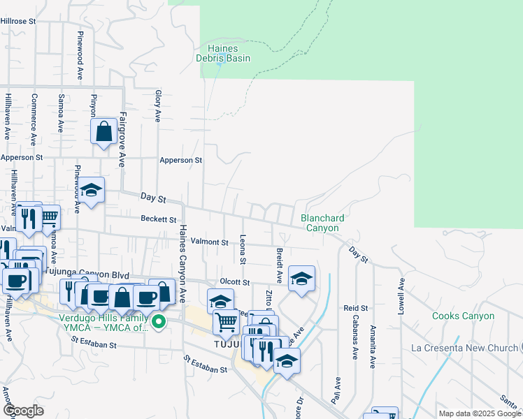 map of restaurants, bars, coffee shops, grocery stores, and more near 6536 Tokay Road in Los Angeles