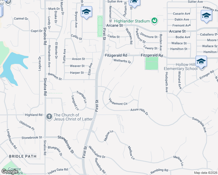 map of restaurants, bars, coffee shops, grocery stores, and more near 748 Azure Hills Drive in Simi Valley