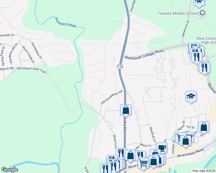 map of restaurants, bars, coffee shops, grocery stores, and more near 424 Wood Chase Lane in Canton