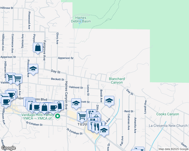 map of restaurants, bars, coffee shops, grocery stores, and more near 6536 Tokay Road in Los Angeles