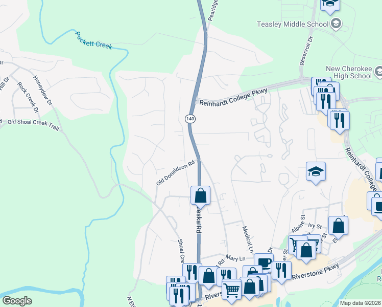 map of restaurants, bars, coffee shops, grocery stores, and more near 863 Waleska Road in Canton