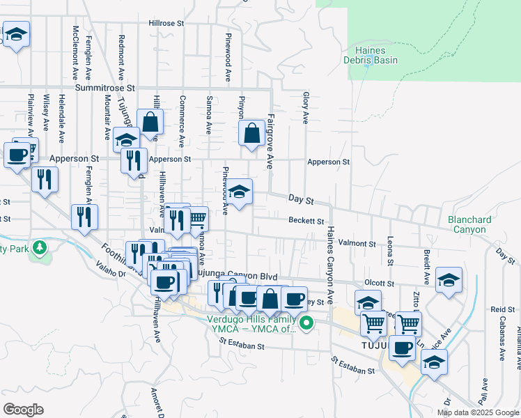 map of restaurants, bars, coffee shops, grocery stores, and more near 10166 Silverton Avenue in Los Angeles