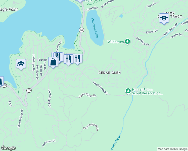 map of restaurants, bars, coffee shops, grocery stores, and more near 29219 Lyon Drive in Lake Arrowhead