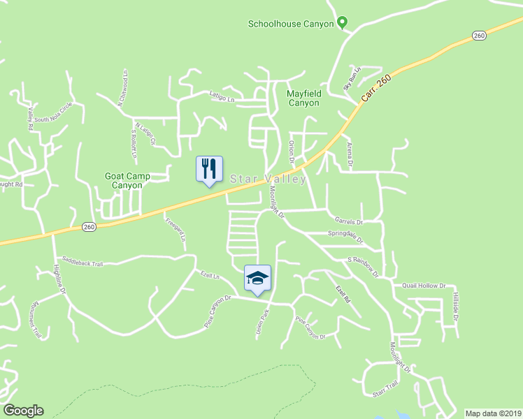 map of restaurants, bars, coffee shops, grocery stores, and more near 80 Garrels Drive in Payson