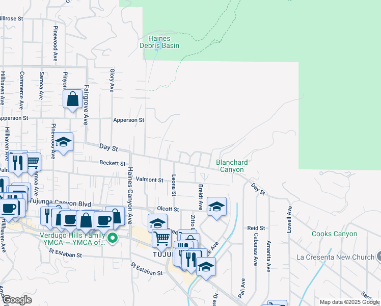 map of restaurants, bars, coffee shops, grocery stores, and more near 6527 Tokay Road in Los Angeles