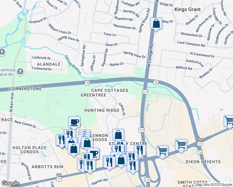 map of restaurants, bars, coffee shops, grocery stores, and more near in Wilmington