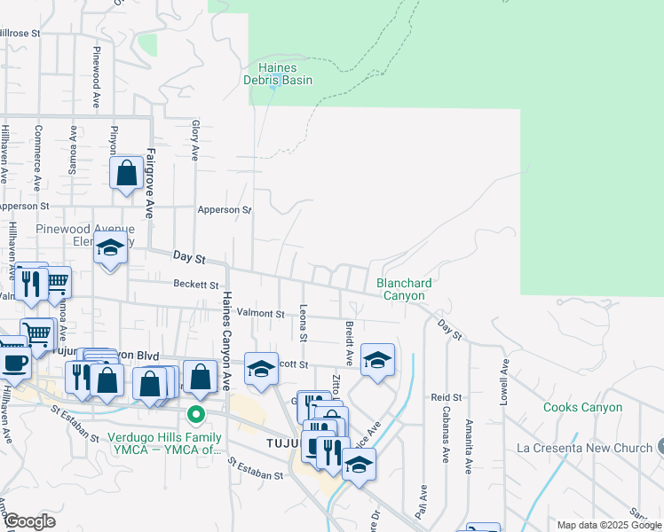 map of restaurants, bars, coffee shops, grocery stores, and more near 6527 Tokay Road in Los Angeles