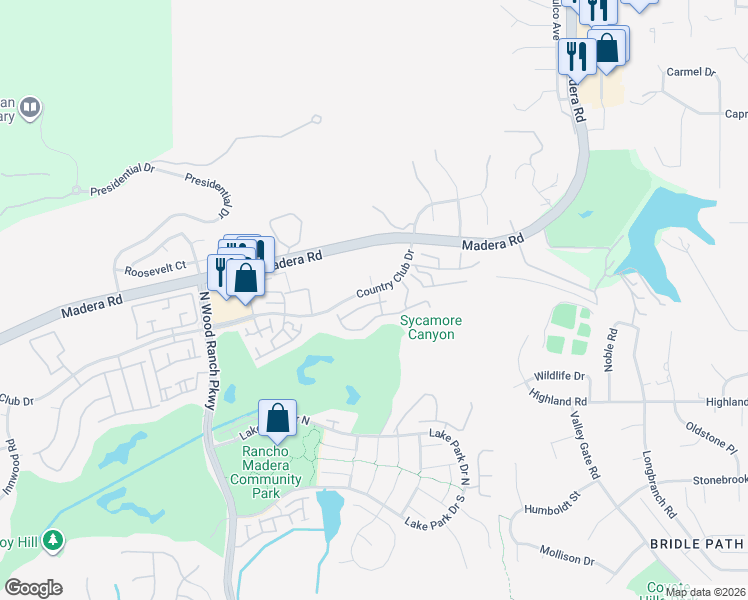 map of restaurants, bars, coffee shops, grocery stores, and more near 380 Country Club Drive in Simi Valley