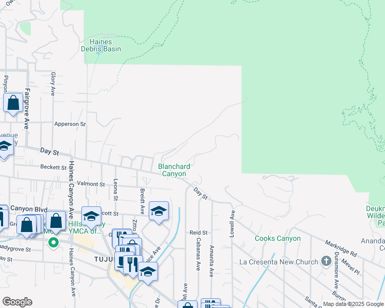 map of restaurants, bars, coffee shops, grocery stores, and more near 6215 Gyral Drive in Los Angeles