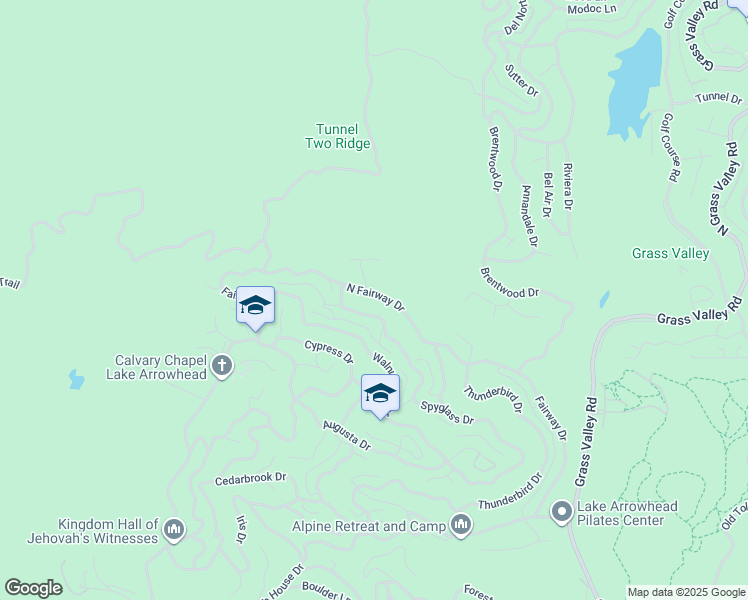 map of restaurants, bars, coffee shops, grocery stores, and more near 232 North Fairway Drive in Lake Arrowhead