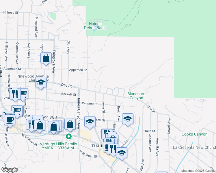 map of restaurants, bars, coffee shops, grocery stores, and more near 6557 Tokay Road in Los Angeles