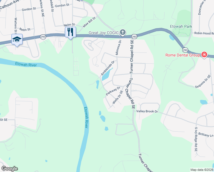 map of restaurants, bars, coffee shops, grocery stores, and more near 228 Lakeshore Drive in Rome