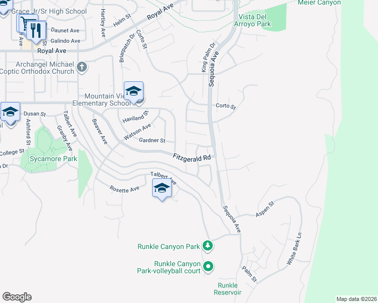 map of restaurants, bars, coffee shops, grocery stores, and more near 863 Beachnut Avenue in Simi Valley
