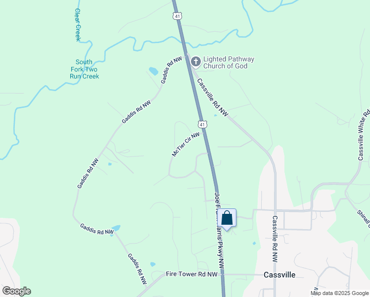 map of restaurants, bars, coffee shops, grocery stores, and more near 45 McTier Circle Northwest in Cartersville