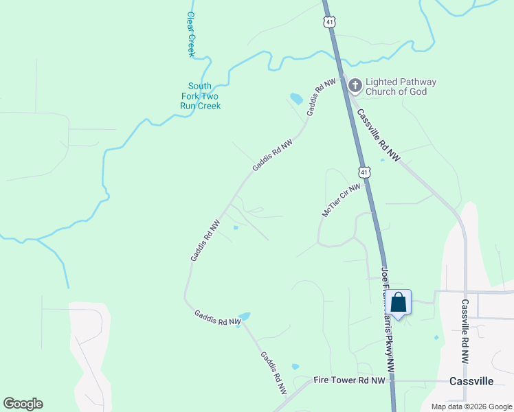 map of restaurants, bars, coffee shops, grocery stores, and more near 40 Acorn Hill in Cartersville