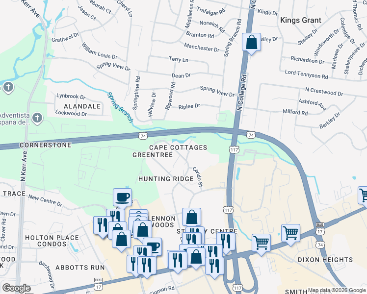 map of restaurants, bars, coffee shops, grocery stores, and more near 807 March Court in Wilmington