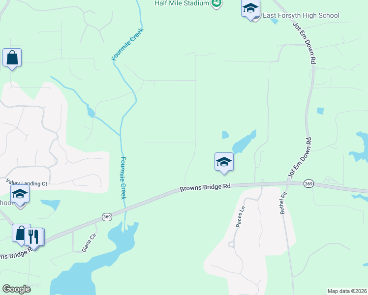 map of restaurants, bars, coffee shops, grocery stores, and more near 7415 Quarter Horse Lane in Gainesville