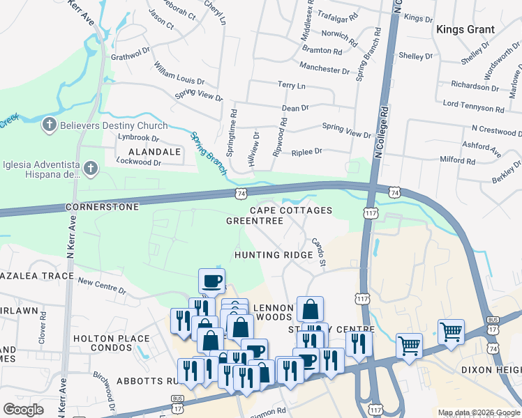 map of restaurants, bars, coffee shops, grocery stores, and more near 908 Litchfield Way in Wilmington