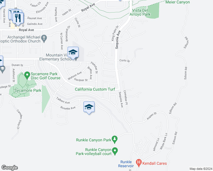 map of restaurants, bars, coffee shops, grocery stores, and more near 863 Beachnut Avenue in Simi Valley